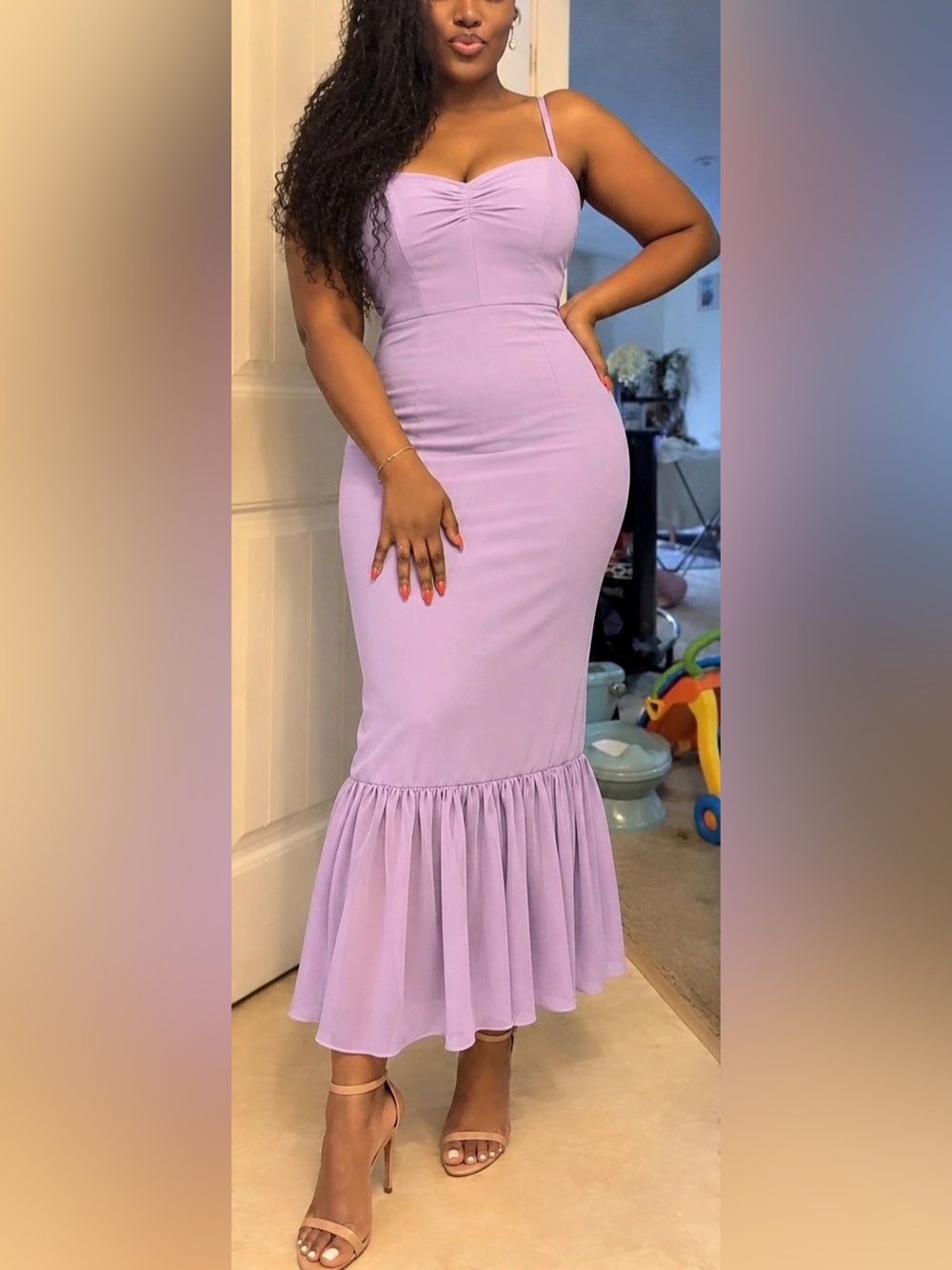 Dusty mauve Azazie chiffon light purple dress